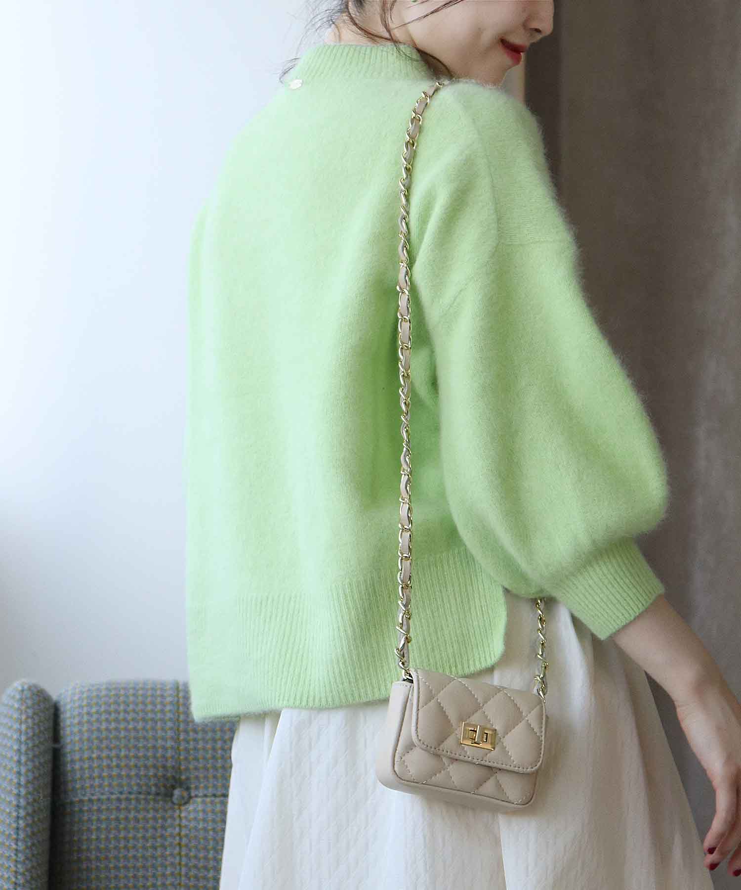 ラクーン ボリュームスリーブモックネックニット